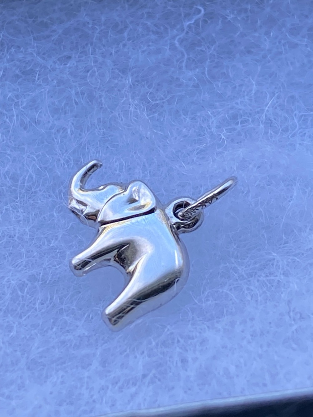 14k SOLID WHITE GOLD Elephant Charm Pendant
